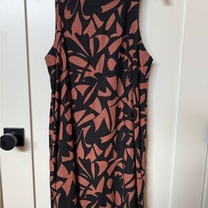 A New Day Black and Brown Floral Midi Dress